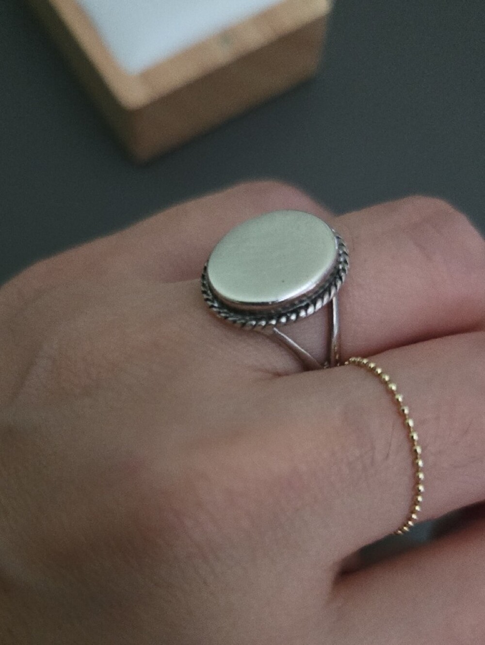 Vintage Oval Signet Ring 925 Sterling Silver Oval Statement Ring